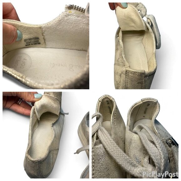 Paul Green Gold/Silver Metallic Tamara Zip Leather Sneakers - UK 5.5, US 8 - Picture 13 of 13
